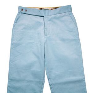 Mens 34 Gurkha Pants Sky Blue Corduroy Flat Front Straight Fit Handmade Trousers